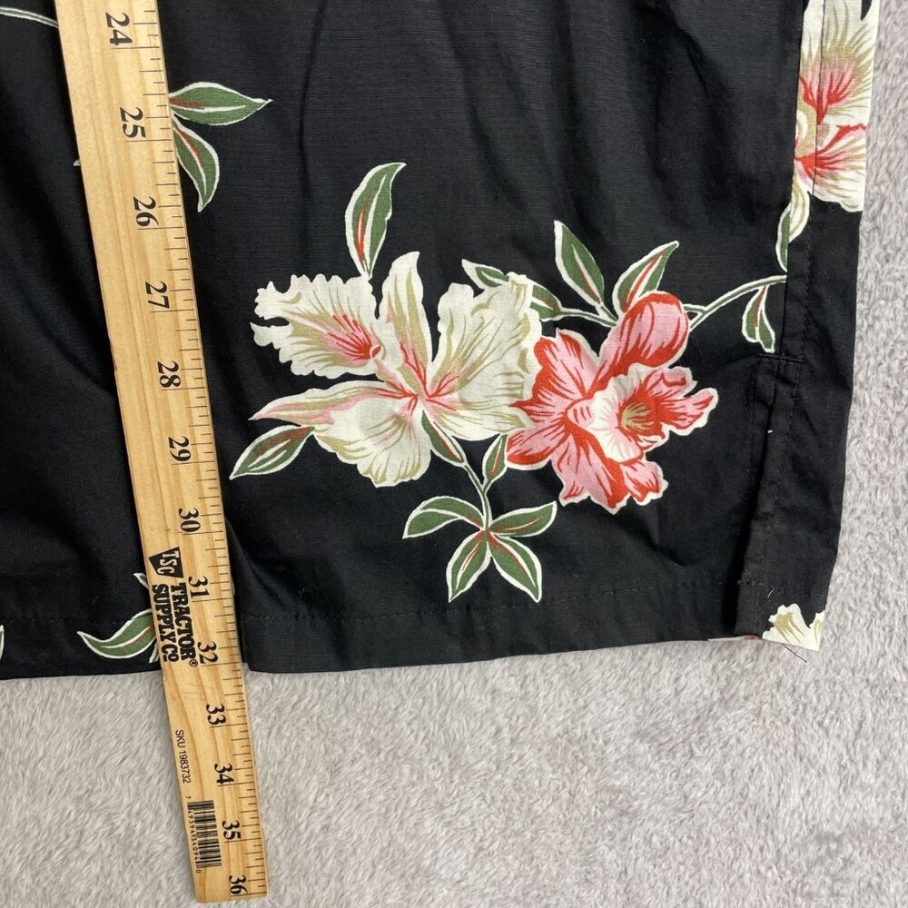 Cooke Street Men's XL Hawaiian Shirt Black Floral 100% Cotton N0709 - Picture 3 of 7